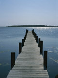 View on a Clear Summer Day of a Dock Extending Out into a Bay