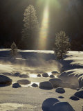 Steam Rises off the Snow-Covered River