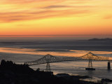 A Distant View of the Astoria-Washington Bridge at Twilight