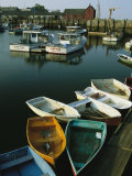 Skiffs Tied up at a Dock in the Inner Harbor at Rockport