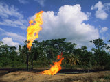Flames from Oil Drilling Pipes
