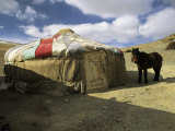A Yurt with a Colorful Roof in Bayan Olgiy  Mongolia