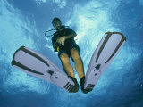 A Diver Descends into the Caribbean Sea