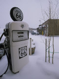 Snow-Covered Gas Pump on Historic Route 66