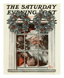 Santa Behind Window  c1919