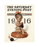 New Year's Baby  c1916: Knitting