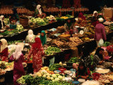 Food Stalls and People at Central Market  Kota Bharu  Kelantan  Malaysia