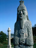 Statue at Burial Ground with Surrounding Tombstones  Masan  Gyeongsangnam-Do  South Korea