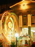 Lit-Up Facade of Konigsbau and Ferris-Wheel During Christmas Market  Nuremberg  Germany