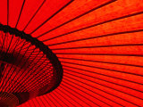 Looking Through Red Bangasa  an Oiled Rice Paper Umbrella  Japan 