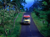 Bus on Country Road  Samoa