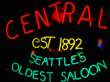 Neon Sign of Central Saloon  Seattle  Washington  USA