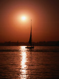 Felucca on Nile River at Sunset  Luxor  Egypt