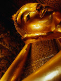 Detail of Reclining Buddha's Head at Wat Pho  Bangkok  Thailand