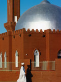 Man Walking Past Silver-Domed Mosque  Omdurman  Khartoum  Sudan