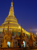 Schwedagon Pagoda Illuminated at Night  Yangon  Myanmar (Burma)