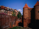 Brick Parapets and Walls of Barbican  Medieval Fort  Warsaw  Poland