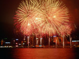 Fireworks Display Over Victoria Harbour for Chinese New Year  Hong Kong
