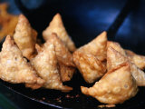 Samosas Being Lifted Out of Hot Oil  Udaipur  Rajasthan  India