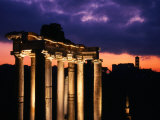 Granite Columns Illuminated Against Sky at Sunrise  Rome  Italy