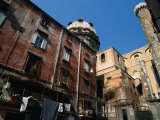 Courtyard with Houses and Church Dome  Naples  Italy