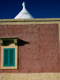 Painted Wall with Shuttered Window and Stuccoed Trullo Dome in Canal Di Piero  Apulia  Italy