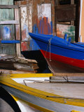 Detail of Hulls of Rinella Fishing Boats  Rinella  Sicily  Italy