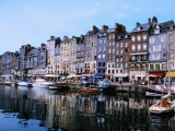 Boats and Buildings Reflected in Vieux Bassin  the Old Harbour  Honfleur  Basse-Normandy  France