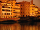 Buildings and Bridge along Arno River at Sunset  Seen from Oltrarno (South Bank)  Florence  Italy