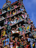 Colourful Hindu Figures Adorning the Gopuram at the Sri Mariamman Temple in Chinatown  Singapore