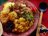 Typical Lunchtime Fare with Variety of Meat and Vegetable Dishes  Sri Lanka
