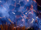 People Burning Incense at Wong Tai Sin Temple  Kowloon  Hong Kong  China