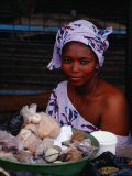 Female Spice Vendor at Market  Looking at Camera  Yamoussoukro  Cote d'Ivoire