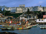 Historic Fort Metal Cross Overlooks the Harbour of Dixcove  Western  Ghana