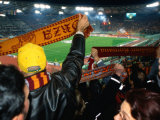 Soccer Fans at Roma Vs Ajax Amsterdam Match at Champions League Game Stadio Olimpico  Rome  Italy