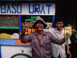 Local Characters Playing Up to Camera in Front of Food Stall  Jakarta  Indonesia