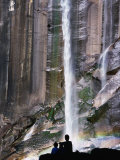 People Gaze at Vernal Falls as It Cascades Down a Granite Rock Face  Yosemite  California  USA