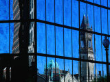 Reflection of Church on John Hancock Building  Boston  Massachusetts  USA