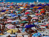 Many Umbrellas at Spiaggia Di Pelosa  Stintino  Sardinia  Italy