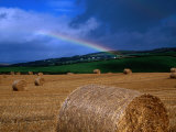 Straw Bales and Rainbow at Harvest Time  Ireland
