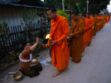 Monks Collecting Alms in Morning  Luang Prabang  Laos