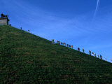 Tourists Climbing 200 Steps Up Butte Du Lion  Waterloo  Belgium