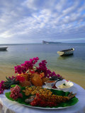 Food Presentation on Table on Beach  Mauritius