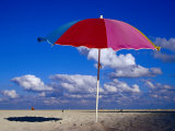 A Lone Beach Umbrella on Miami Beach  Miami  Florida  USA