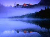Upper Kintla Lake and Mist at Dawn  Glacier National Park  Montana  USA