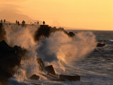 Harbour Breakwater at Sunset  Puerto De La Cruz  Isla De La Tenerife  Canary Islands  Spain