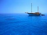 Yacht Anchored in Waters of Gulf of Orosei  Sardinia  Italy