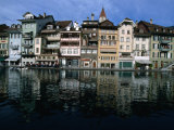 Houses of the Old Town on Aare River  Thun  Switzerland