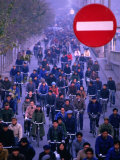 People on Bicycles at Rush Hour  Beijing  China