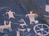 Petroglyph Panels Etched into Sandstone  Newspaper Rock Park  Utah  USA